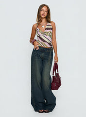 Karmina Cowl Neck Halter Top Stripe Multi