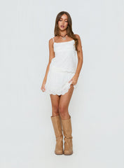 Tiriah Embroidered Mini Skirt White