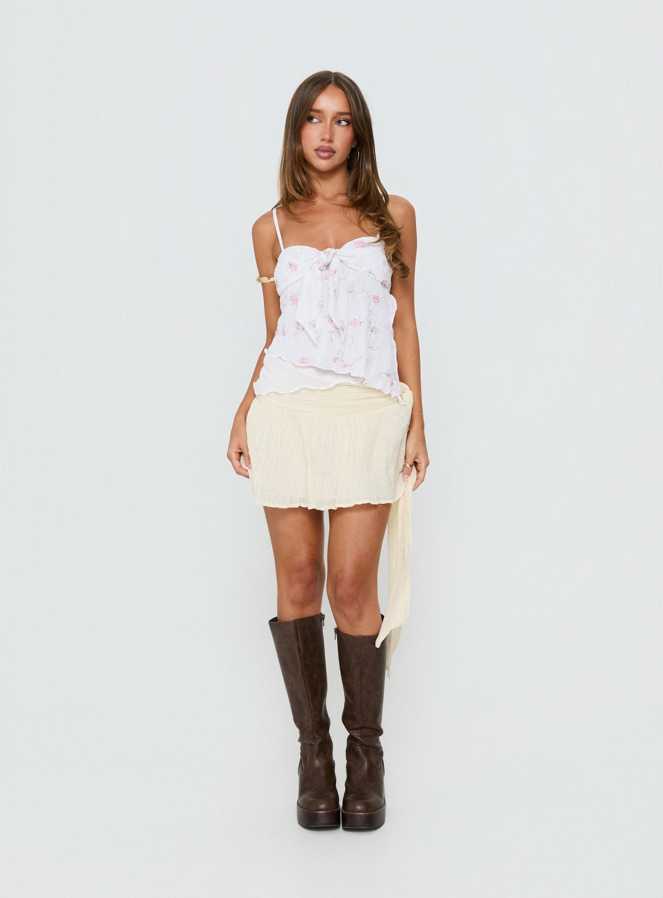 Paislie Mesh Top White