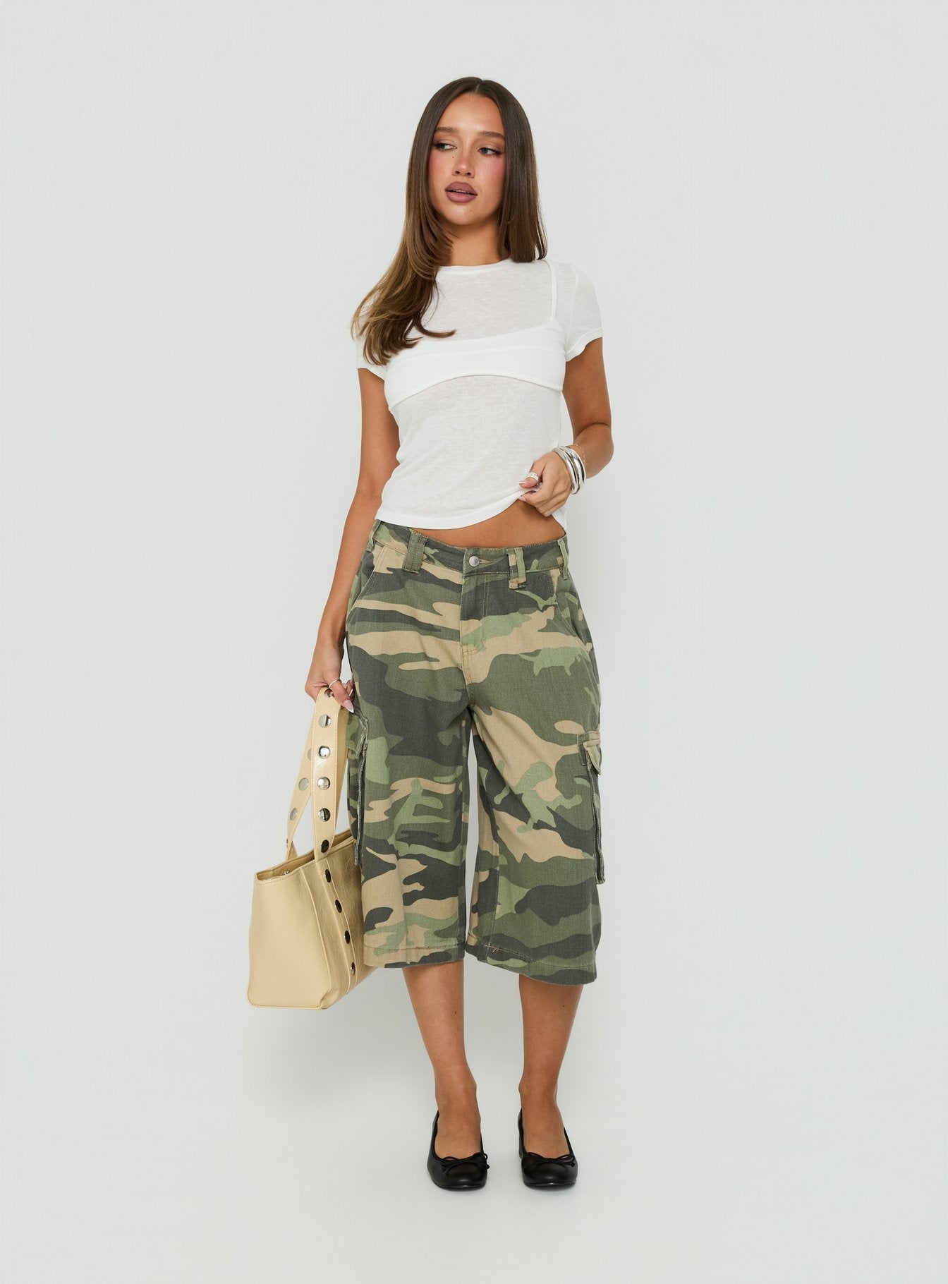 Ciella Bust Detail Short Sleeve Tee White