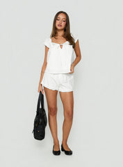 Luceah Tie Detail Babydoll Top White