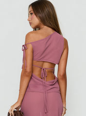 Vianna One Shoulder Foldover Detail Top Pink