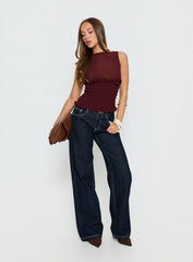 Fever Kiss Chiffon Ruched Top Wine