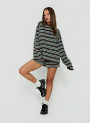 Settle Down Long Sleeve Top Brown Stripe