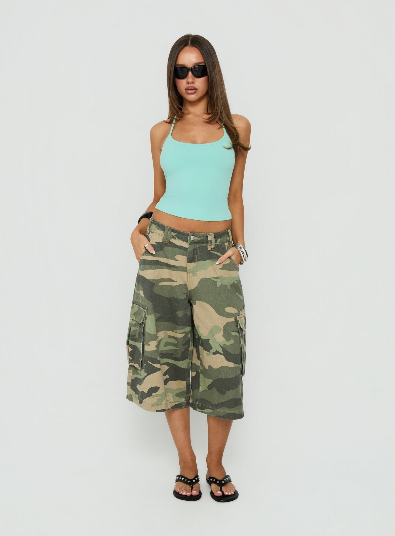 Daily Define Thin Strap Halter Tank Top Turquoise