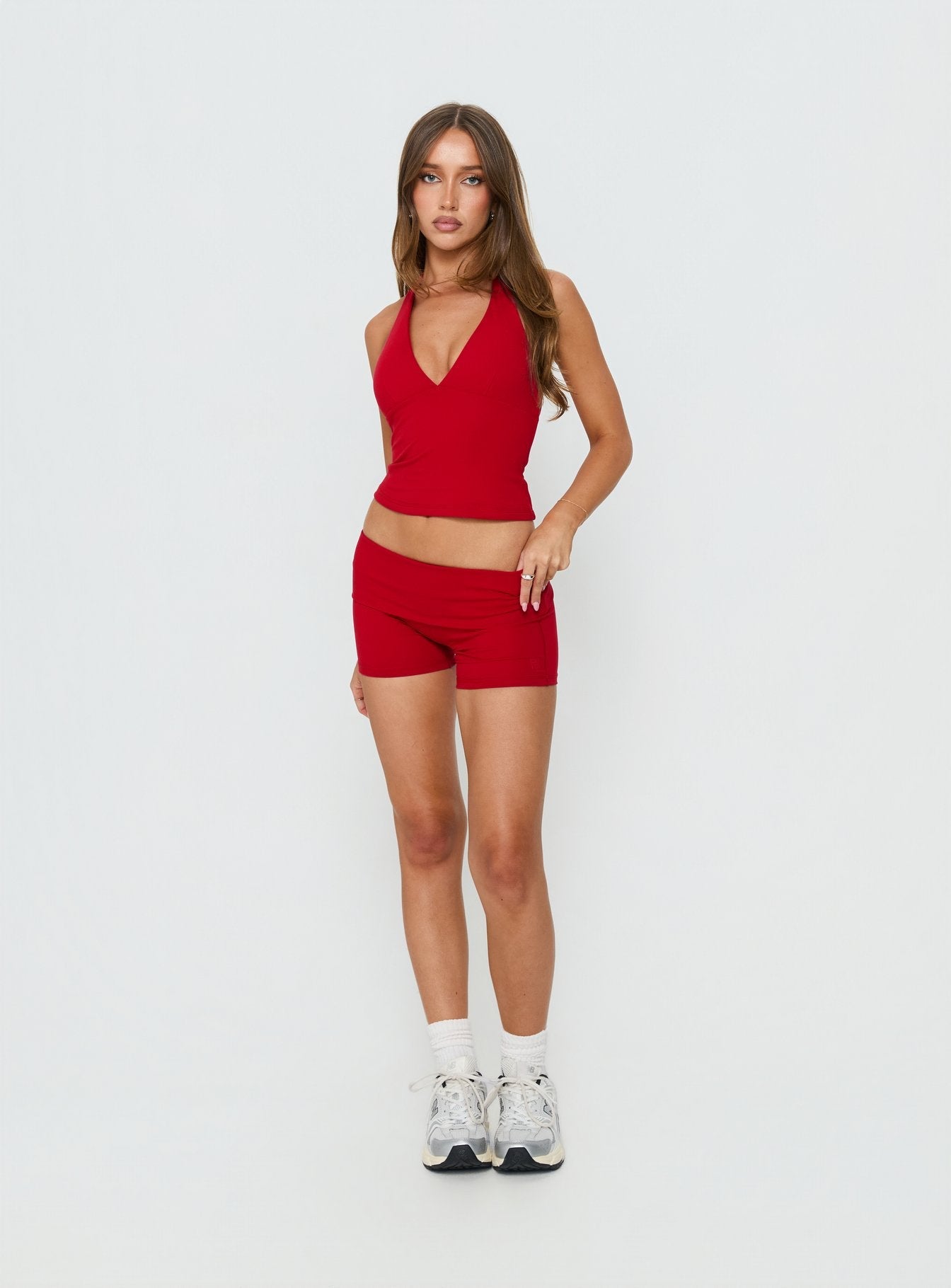 Peak Foldover Micro Shorts Red