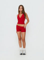 Peak Foldover Micro Shorts Red