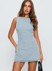 Ainsleigh Shift Denim Playsuit Light Wash Petite