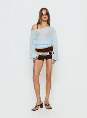 Idalina Slouchy Chiffon Top Blue