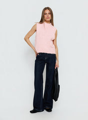Lanette High Neck Sleeveless Top Soft Pink