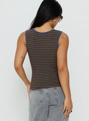 Truce V Neck Tank Top Multi Stripe