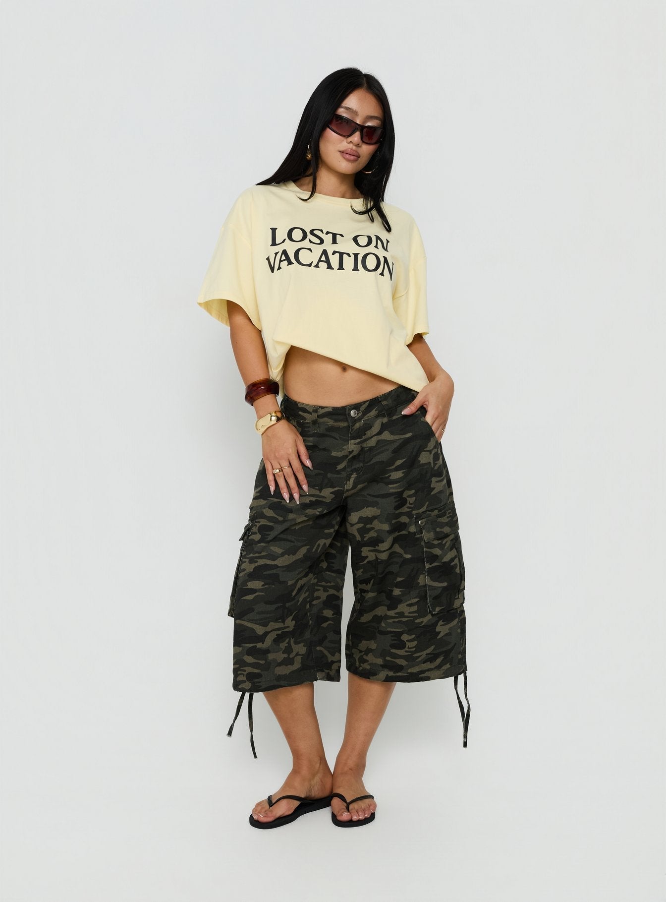 Lost On Vacation Oversized Tee Yellow