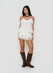 Somnielle Frill Lace Detail Top White