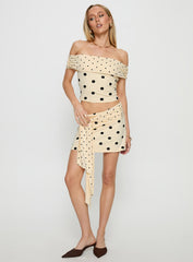 Aneira Off Shoulder Top Cream Polka Dot