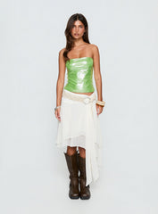 Mistyque Strapless Metallic Top Lime