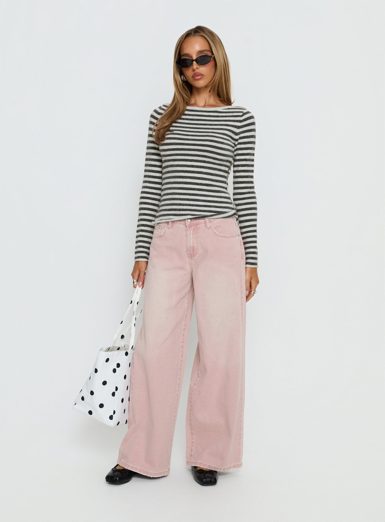 Lucky Dip Mid Rise Straight Leg Jeans Washed Pink