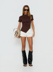 Lioxa Ruched Waist Tee Chocolate