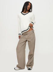 Federation V Neck Knit Sweater White