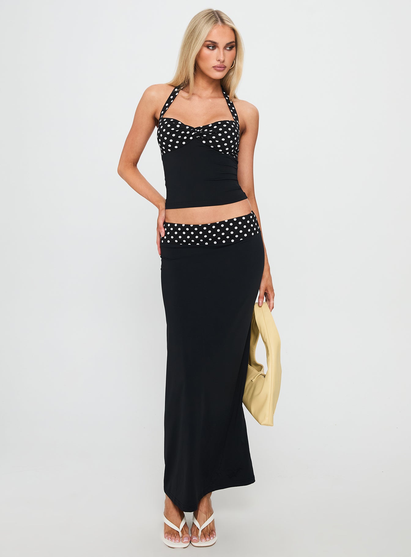 Norelle Halter Set Black Polka Dot