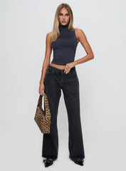 Serenitia Mid Rise Relaxed Leg Jeans Washed Black Petite
