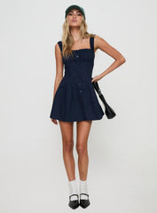 Wait For You Mini Dress Navy