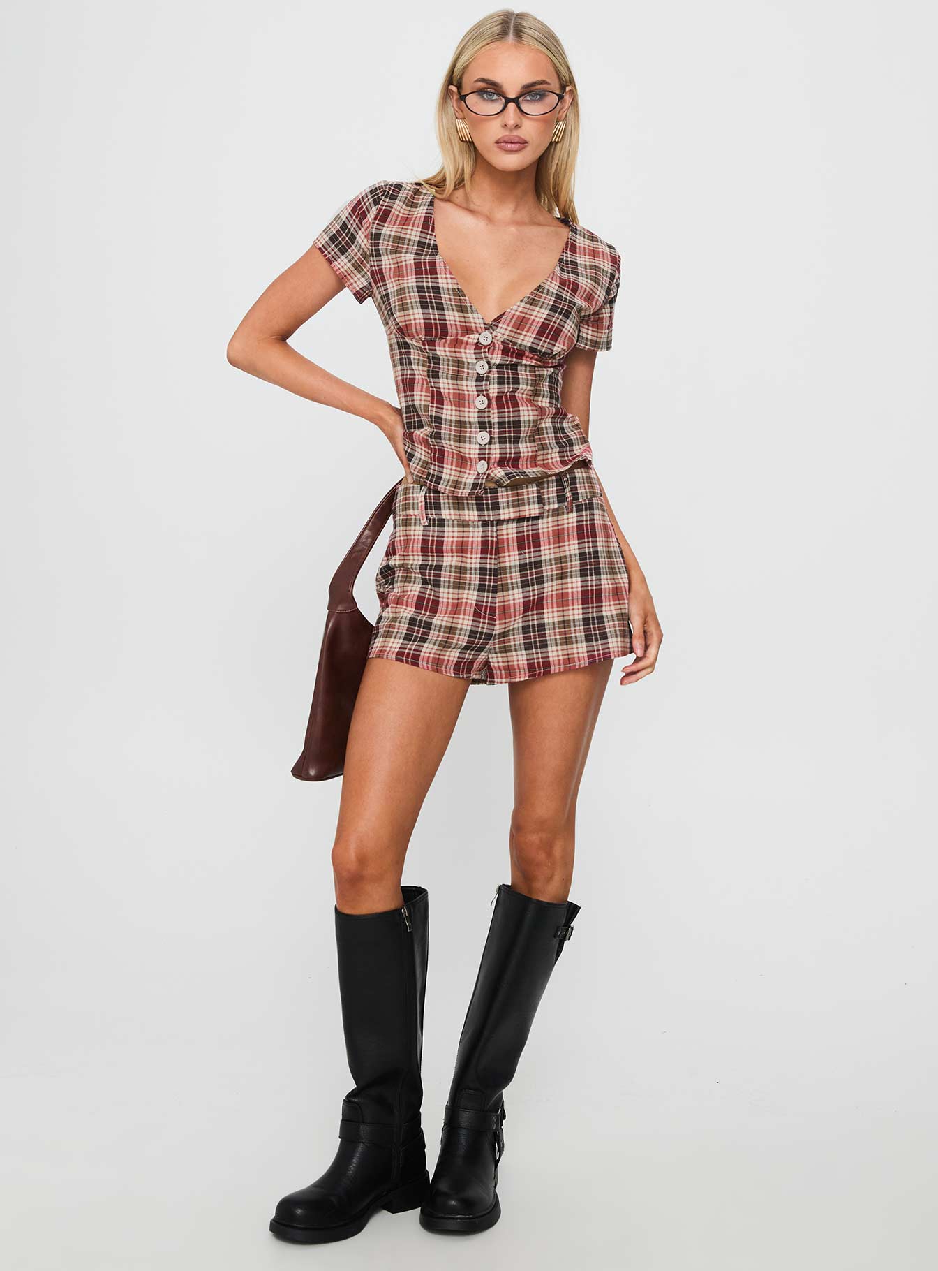 Odera Short Red Check