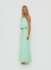 Wild Dune Ruched Waist Maxi Skirt Green