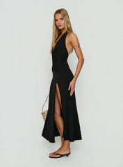 Kariee Plunge Neck Maxi Dress Black