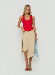 Ellainah Asymmetrical Wrap Midi Skirt Concrete