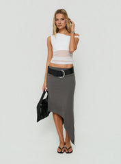 Aviza Asymmetrical Midi Skirt Grey