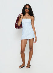 Yumiko Strapless Romper Blue Stripe