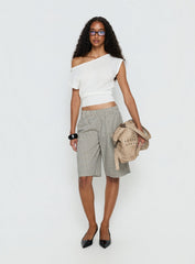 Sevigney Long Elasticated Shorts Cream Check