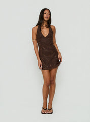 Codami Sequin Mini Dress Dark Brown