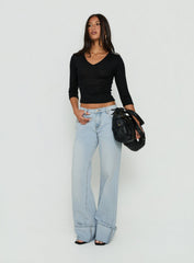 Ezia Wide Cuff Baggy Jeans Light Blue Wash