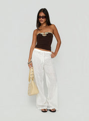 Lindora Drawstring Wide Leg Pants White Broderie