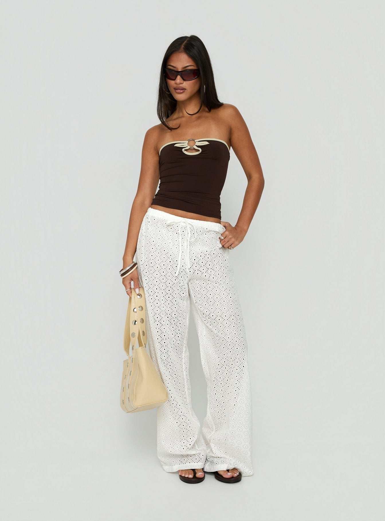 Mersey Strapless Ring Detail Top Chocolate / Cream