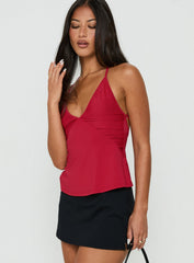 Adalinn Cross Back Ruched Top Red