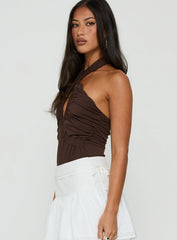 Pettra Halter Neck Bodysuit Brown