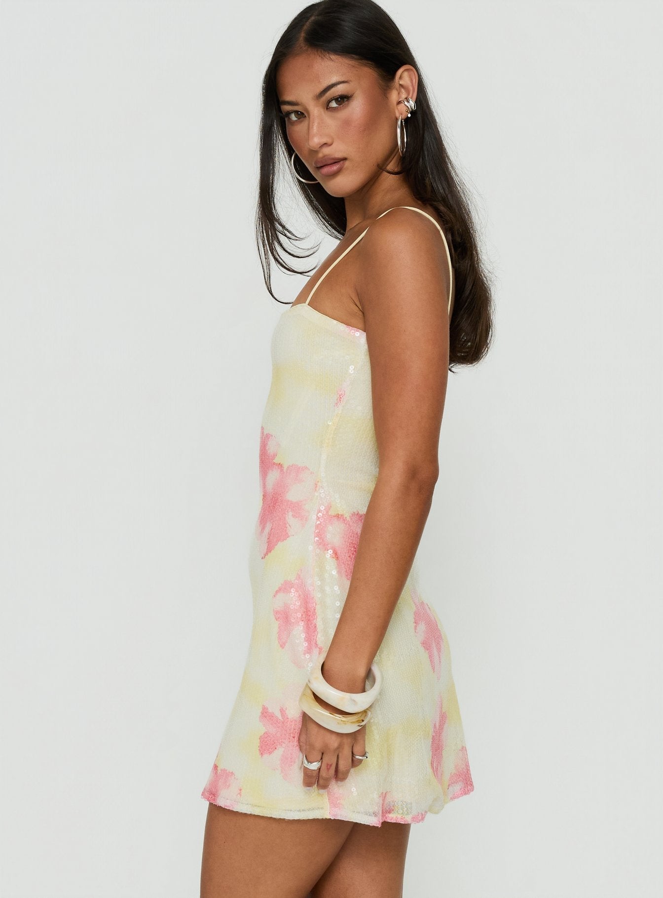 Nikai Graphic Mini Dress Sequin Floral
