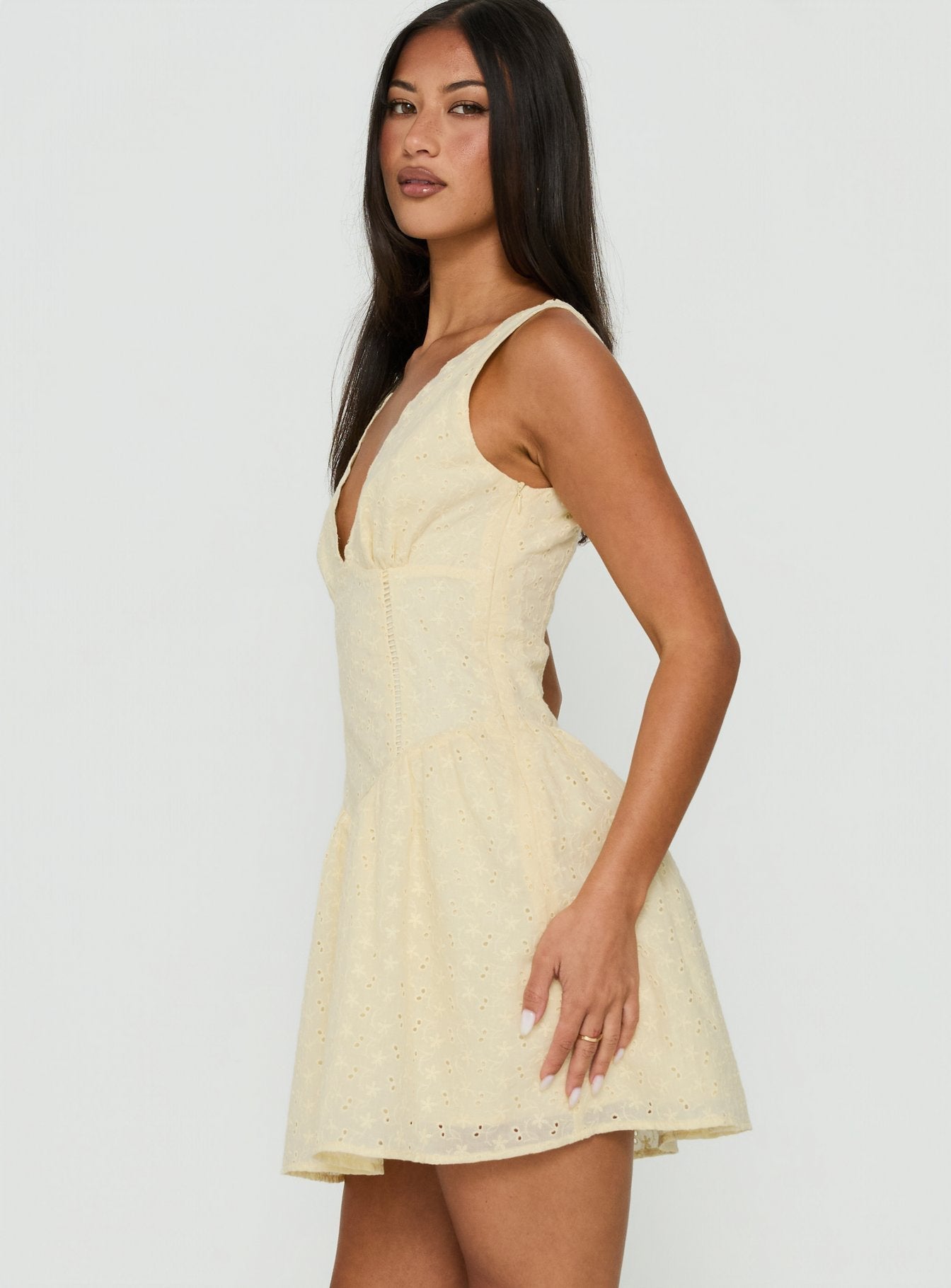 Thinking Bout You Lace Trim Sleeveless Mini Dress Butter