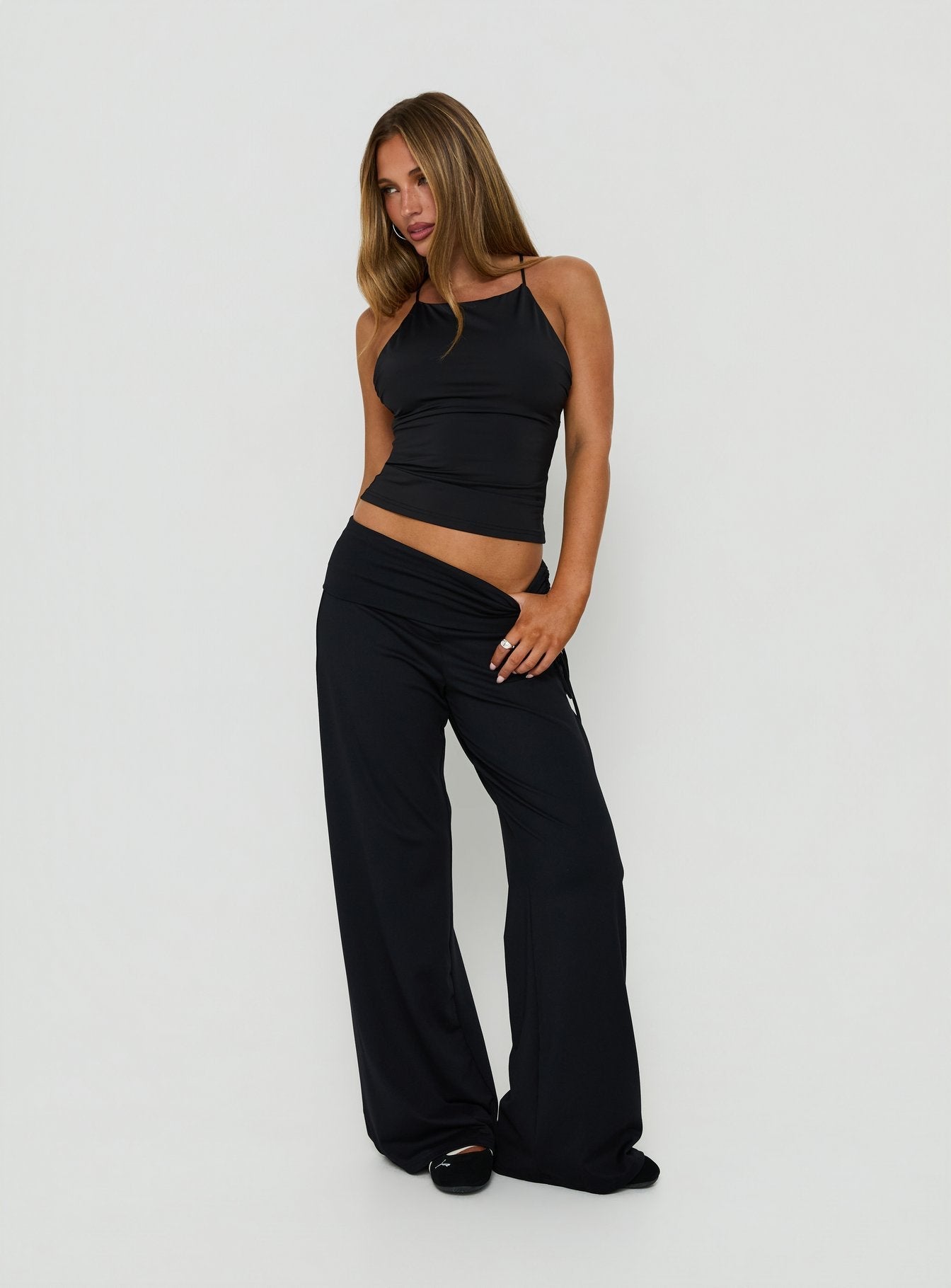 Elmah Cross Back High Neck Top Black
