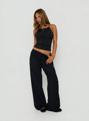 Elmah Cross Back High Neck Top Black