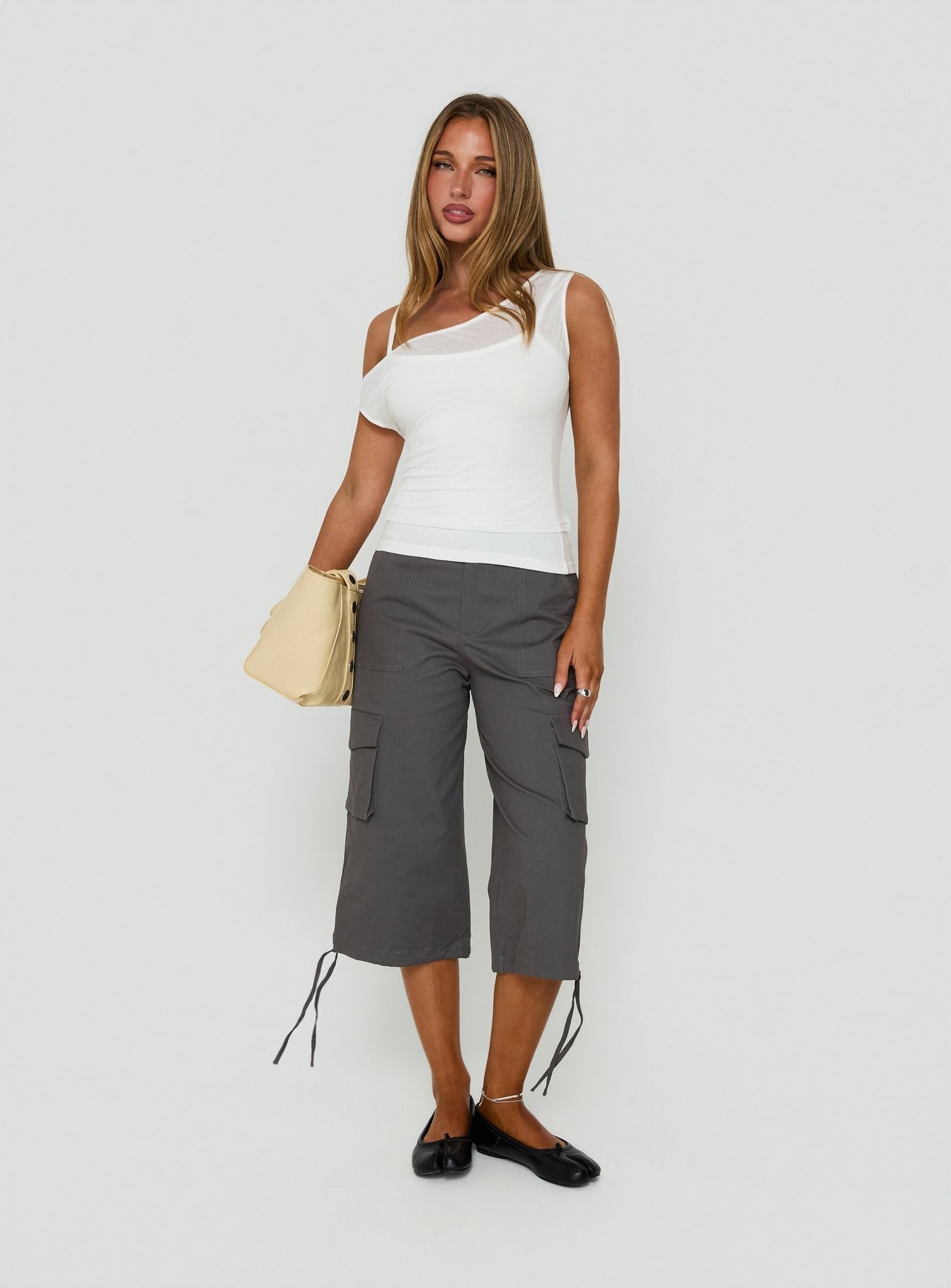 Klaretta Off Shoulder Draped Layered Top White