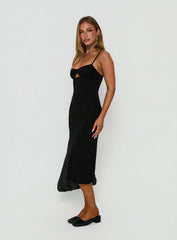 Evendra V Neck Cutout Midi Dress Black