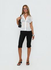 Rusten Sheer Cinched Collared Top White