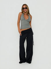 Daily Define Ruched Tie Side Pants Black