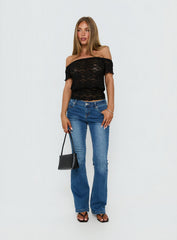 Korrine Off Shoulder Short Sleeve Lace Top Black