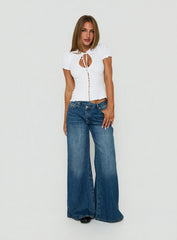 Purest Bliss Keyhole Knit Top White