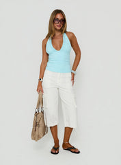 Mood Ring Ruched Halter Top Aqua