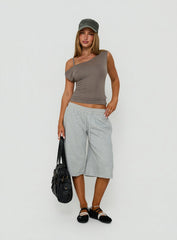 Klaretta Off Shoulder Draped Layered Top Grey